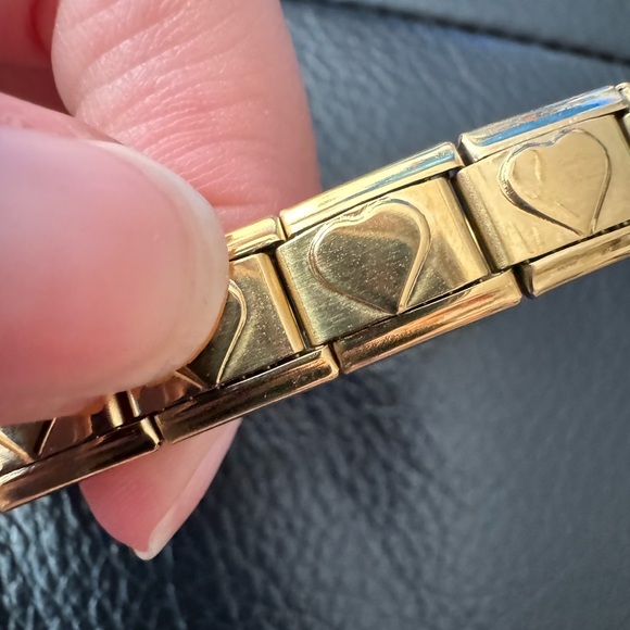 Golden Romance – Italian Charm Bracelet with Engraved Heart Links - Picture 3 of 3